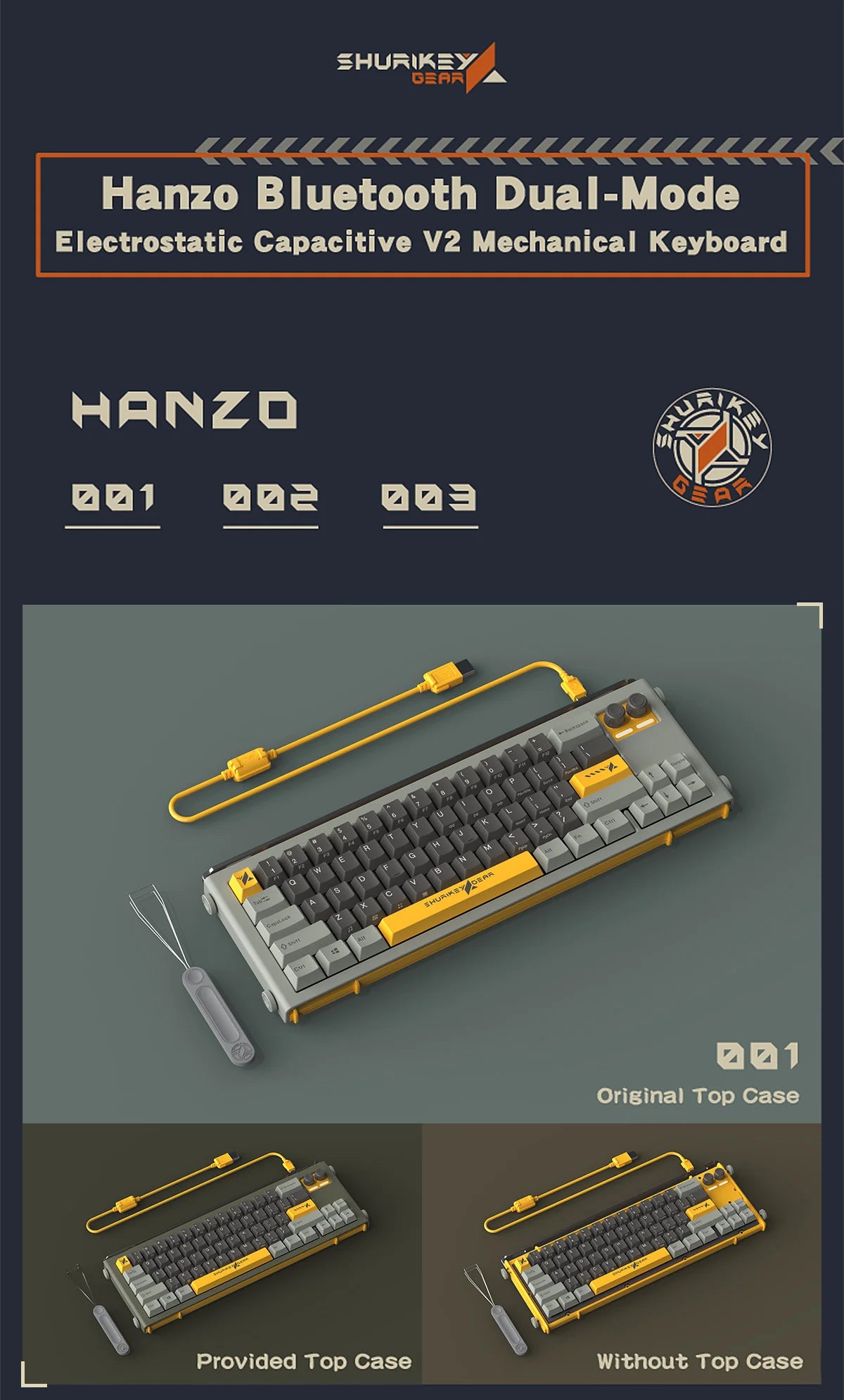 Shurikey Hanzo 65% Bluetooth White LED Double Shot ABS Mechanical Keyboard